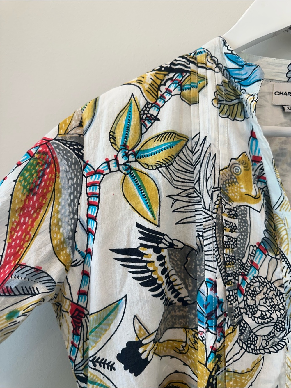 Charlee Jaipur Cotton Long Sleeve Monkey Novelty Print Short Mini Dress Size XS - Picture 9 of 13